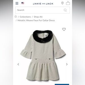 Janie and Jack Gray Faux Fur Collar Dress